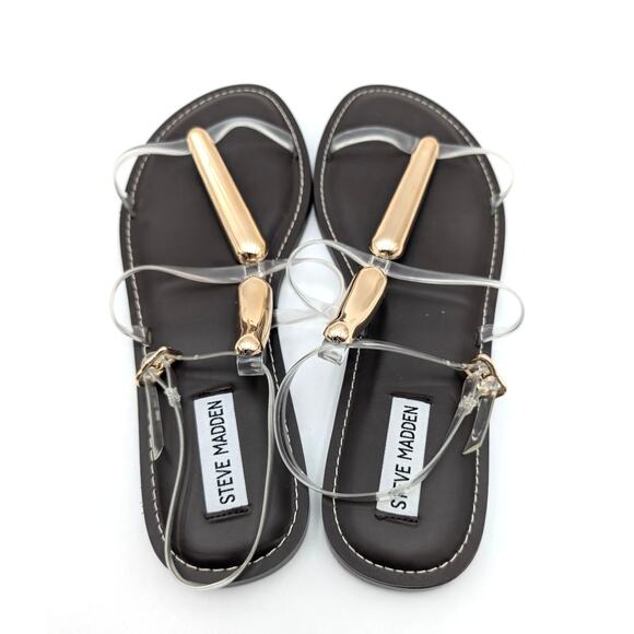 Steve Madden Alma Gladiator Sandal Buckle Strap Women's Clear Size US10M EU41 - Picture 6 of 13